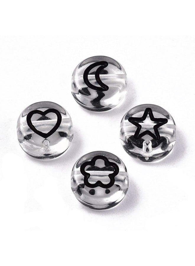 200Pcs Transparent Flat Round Acrylic Beads 7x4mm Clear Moon Heart Flower Star Beads for DIY Necklace Bracelet Jewelry Making - Image 2