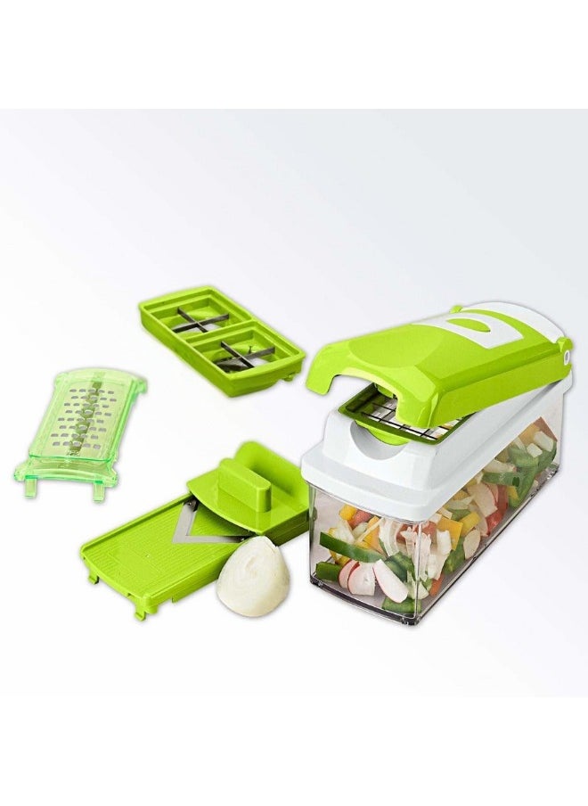 Generic - 6 in 1 Multifunctional Professional Onion Vegetable Chopper, Kitchen Vegetable Cutter with 8 Blades, Garlic Carrot Cutter with Container (Geen) - Image 1
