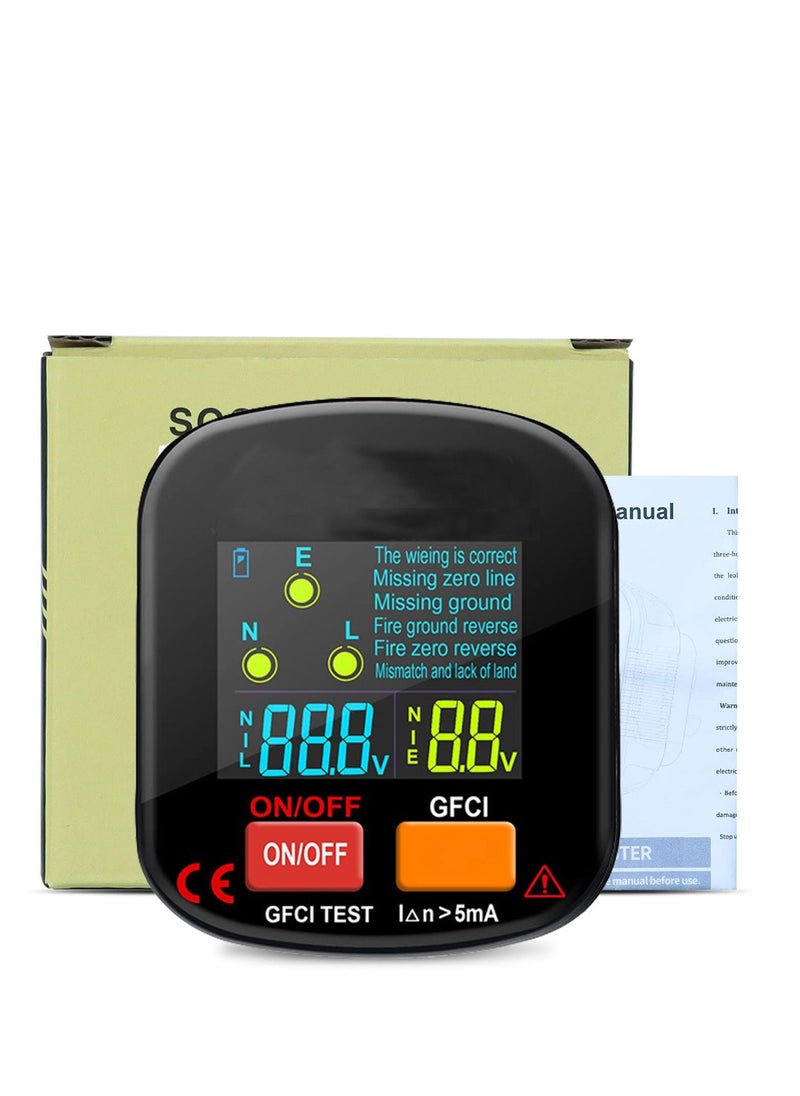 Excefore 90-130V GFCI Outlet Tester, Electric Socket Tester, 3 Prong Receptacle Tester, Standard Electrical Socket Tester with Voltage Display, for Detecting Common Faults of Wiring Problems  - Image 4