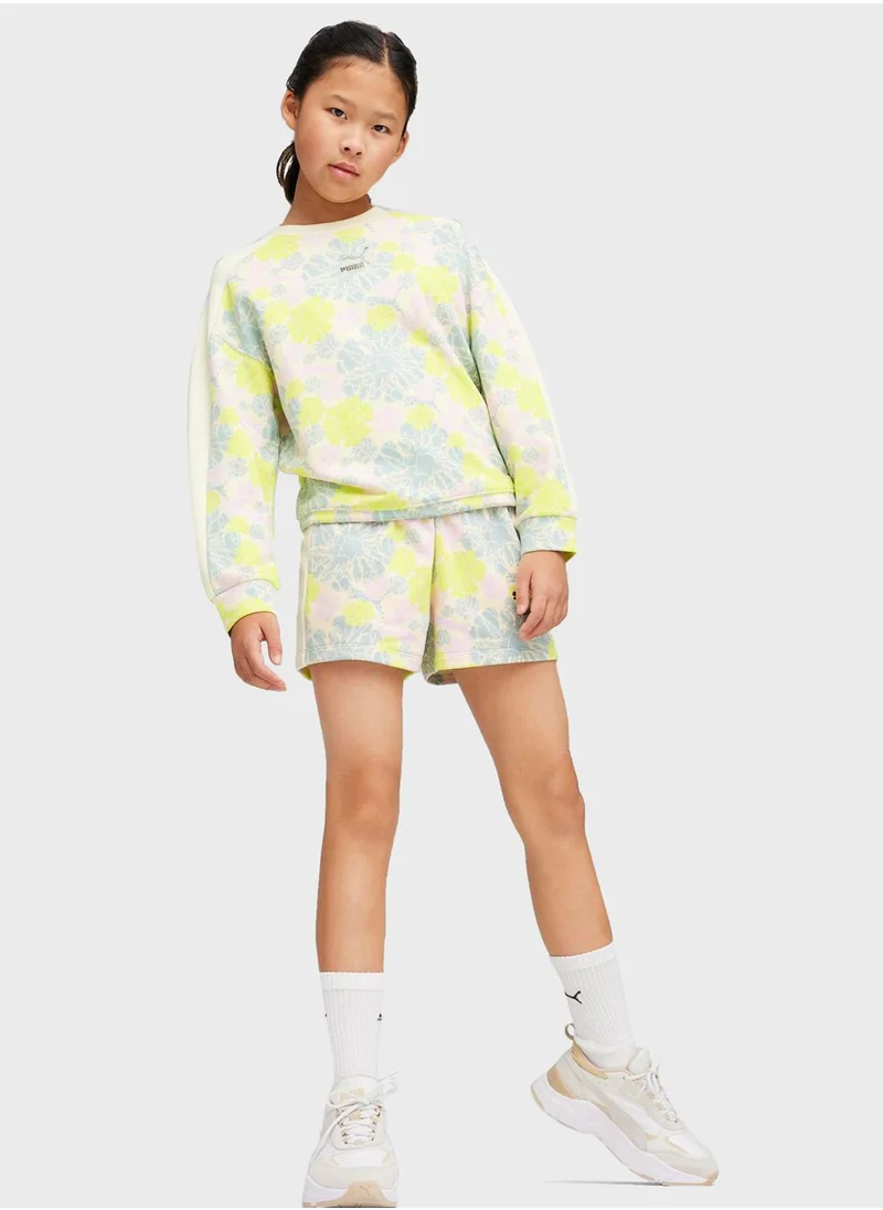 PUMA Kids T7 Snflr Printed Shorts