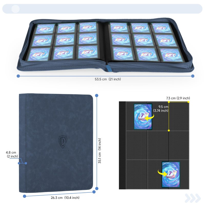 Deoyibu 9 Pocket Card Binder,360 Pockets Trading Card Binder,Double Sided Pocket Collection Binder,Card Folder for MTG,TCG,Game Cards,Sport Cards,Navy Blue - Image 3