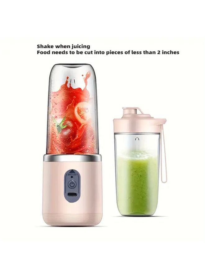 Pink Portable Electric Juicer Blender Cup Wireless Charging 1500mAh USB C Rechargeable - Image 1