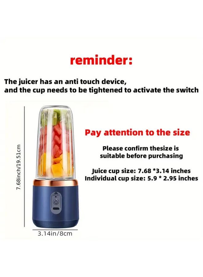 Pink Portable Electric Juicer Blender Cup Wireless Charging 1500mAh USB C Rechargeable - Image 4