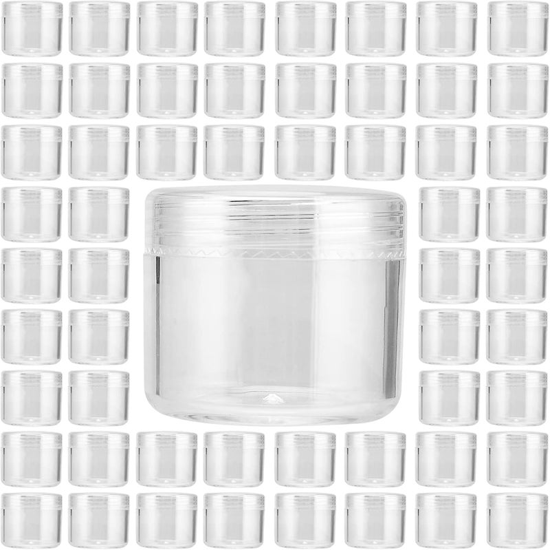 150 Pieces Clear Plastic Sample Containers, 20g Empty Sample Round Cosmetic Jars, Travel Size Cream Cosmetic Container With Lid for Lotions, Creams, Make up