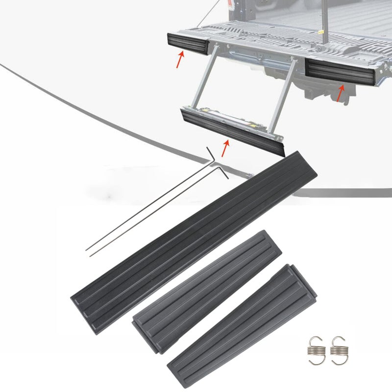 LABLT 3Pcs Tailgate Flex Flexible Step Protector Trim Molding Cap Replacement for F150 20092014 9L3Z9941018AA 9L3Z9941019A 9L3Z9940602BA