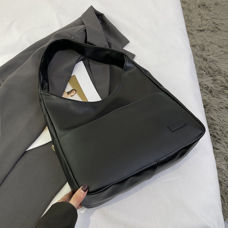 Soft Leather Tote Bag Large Capacity Bucket Bag Retro Casual All-Match Commuter Shoulder Underarm Bag - Image 5