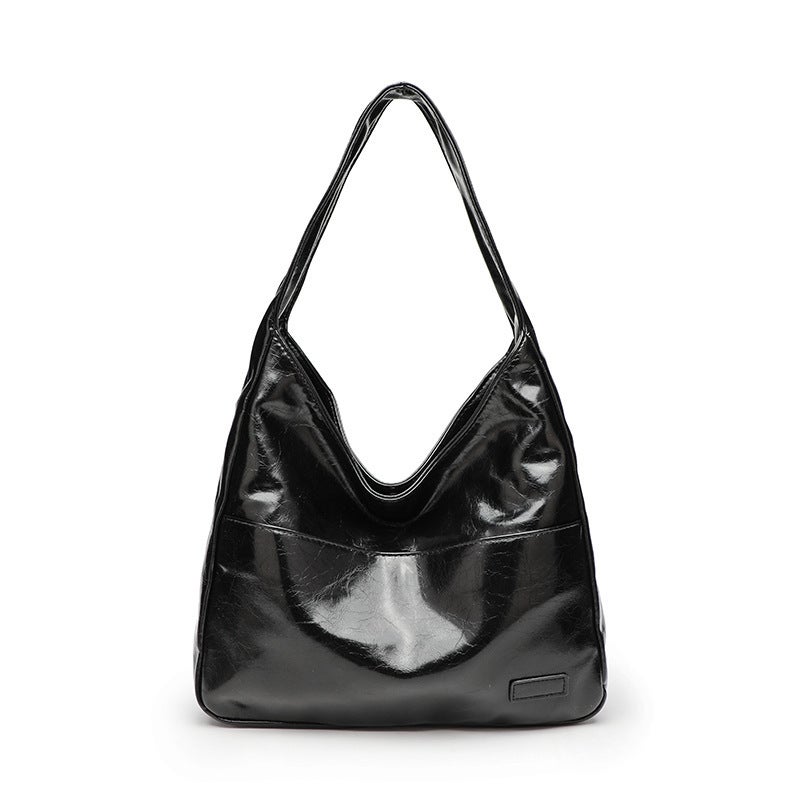 Soft Leather Tote Bag Large Capacity Bucket Bag Retro Casual All-Match Commuter Shoulder Underarm Bag - Image 1