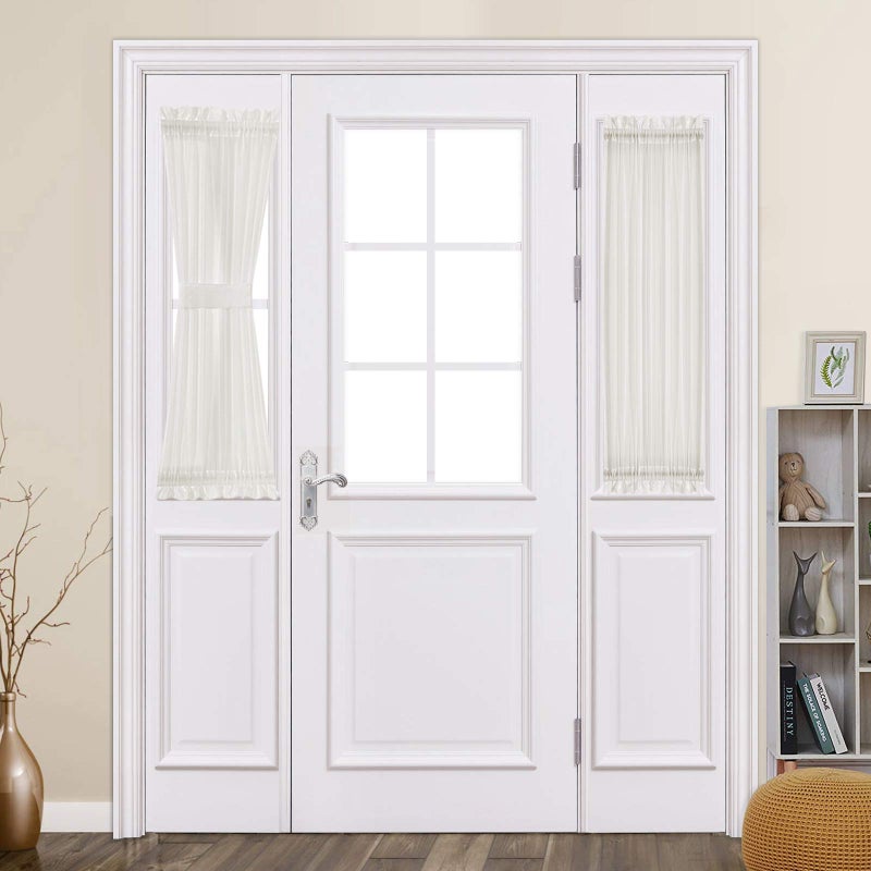 MIULEE MIULEE French Door Sidelight Sheer Curtains 2 Panels Light Filtering Window Treatment 25 x 40 Inches with Tieback Ivory 