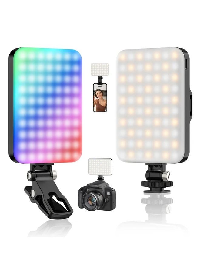 ضوء سيلفي قوس قزح أسود قابل للشحن عبر USB 2200 مللي أمبير مع 3 أوضاع إضاءة LED للهواتف والكاميرات وأجهزة اللابتوب - Image 3