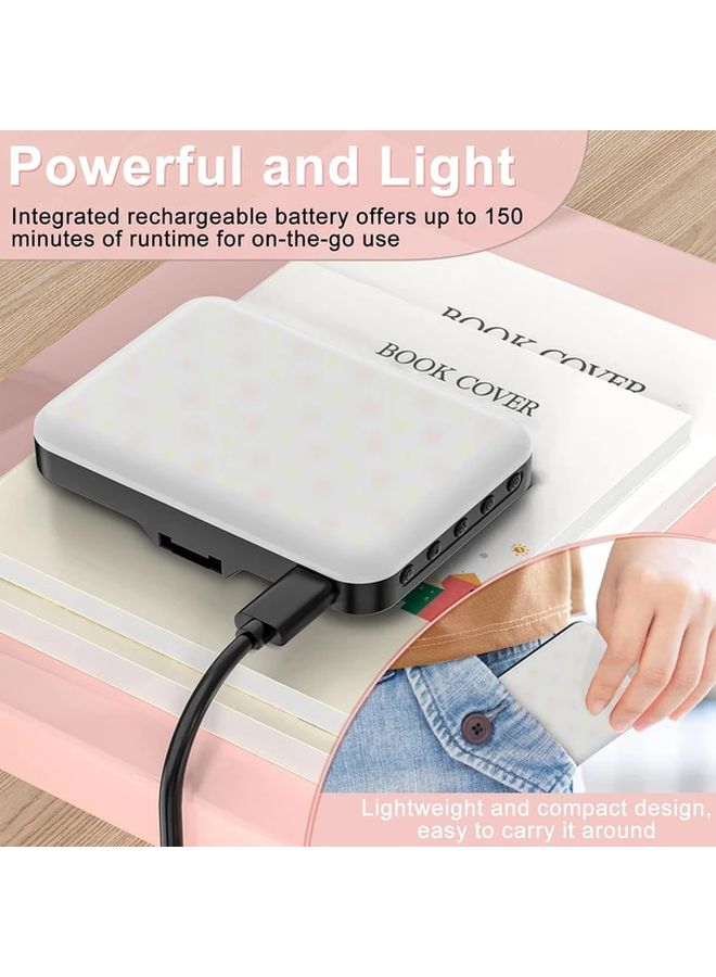 ضوء سيلفي قوس قزح أسود قابل للشحن عبر USB 2200 مللي أمبير مع 3 أوضاع إضاءة LED للهواتف والكاميرات وأجهزة اللابتوب - Image 5