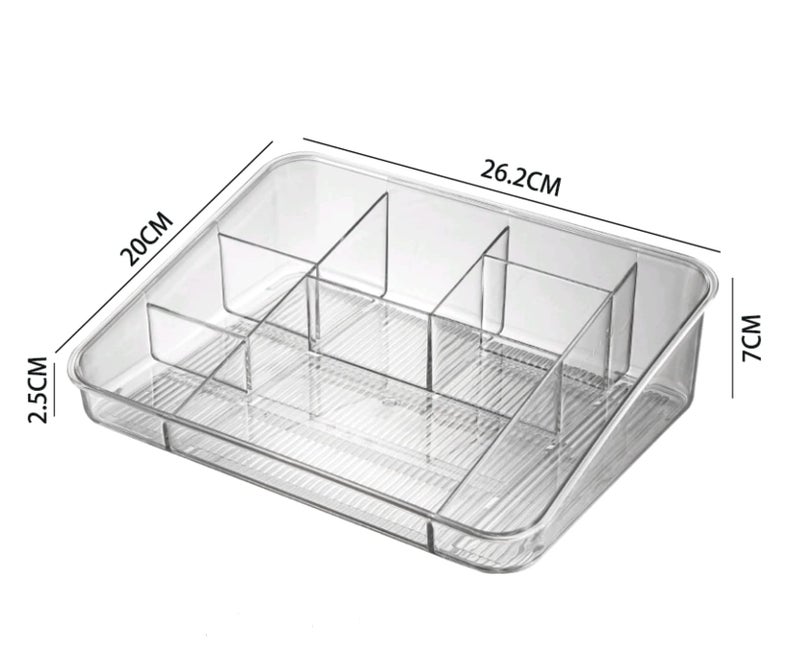 INKULTURE Makeup Organizer Tray Cosmetic Display Case Brush Holder Storage Box for Vanity Countertop Bathroom Drawers, 8 Compartments, Crystal Clear Acrylic, 01 Pcs - Image 3