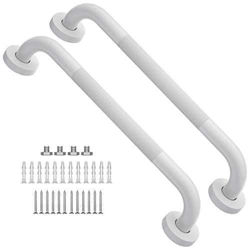 Munzong 16 Inch Anti Slip Shower Grab Bar Oil Rubbed White, Munzong Bathroom Grab Bar, Knurled Bathroom Balance Bar,Safety Hand Rail Support Handicap Elderly Injury Senior Assist Bath Handle - Image 1