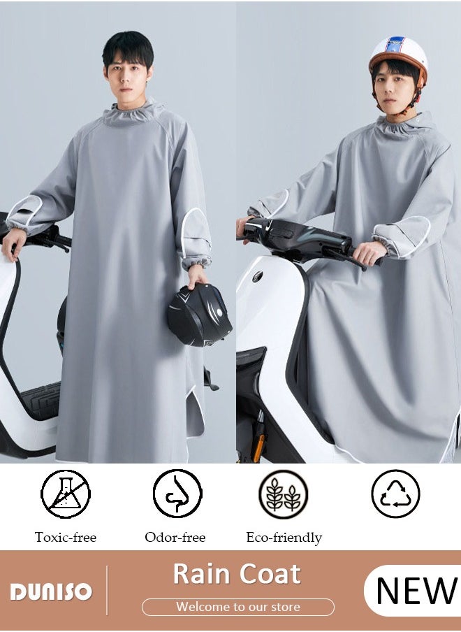 DUNISO Long Rain Wear, Waterproof Raincoat for Adult, EVA  Reusable Rain Ponchos for Women and Men, Lightweight Rain Jackets for Outdoor Camping Cycling Fishing with Hood and Drawstring  - Image 1