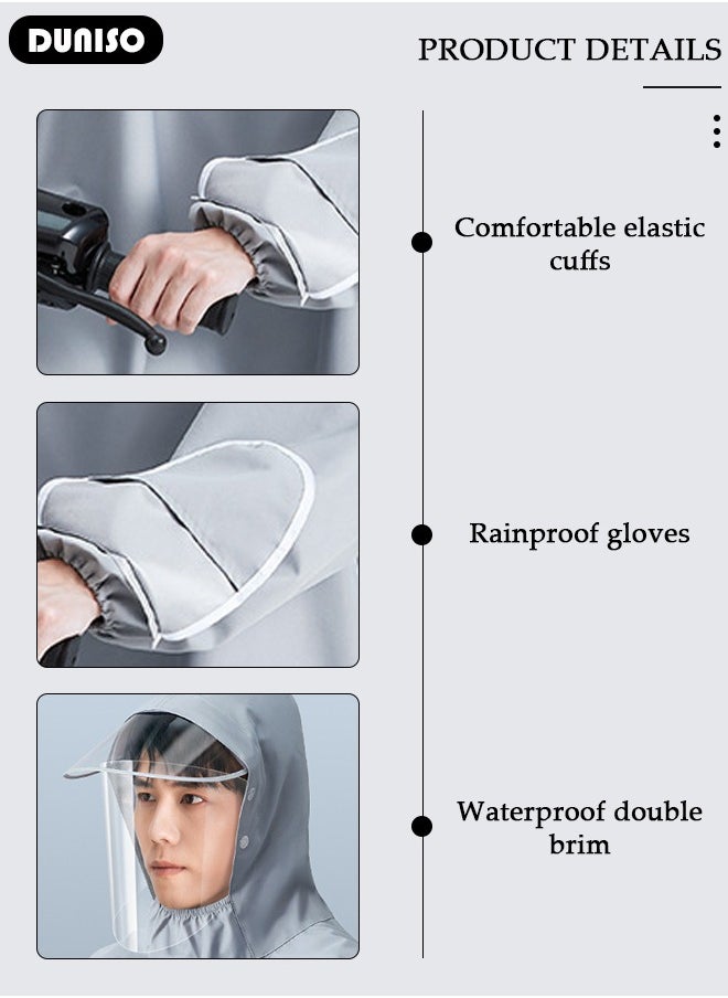 DUNISO Long Rain Wear, Waterproof Raincoat for Adult, EVA  Reusable Rain Ponchos for Women and Men, Lightweight Rain Jackets for Outdoor Camping Cycling Fishing with Hood and Drawstring  - Image 3
