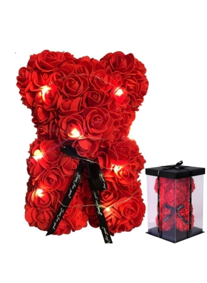 GGEROU Valentine's Day Gift Box, Preserved Rose Moss Bear Gifts for Girlfriend, Mom, Wife, Daughter, Mothers Day Birthday Anniversary for Women, Red Rose Bear - Image 1