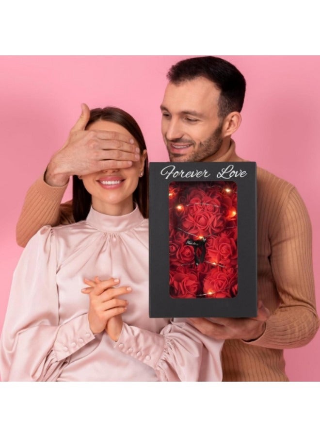 GGEROU Valentine's Day Gift Box, Preserved Rose Moss Bear Gifts for Girlfriend, Mom, Wife, Daughter, Mothers Day Birthday Anniversary for Women, Red Rose Bear - Image 5