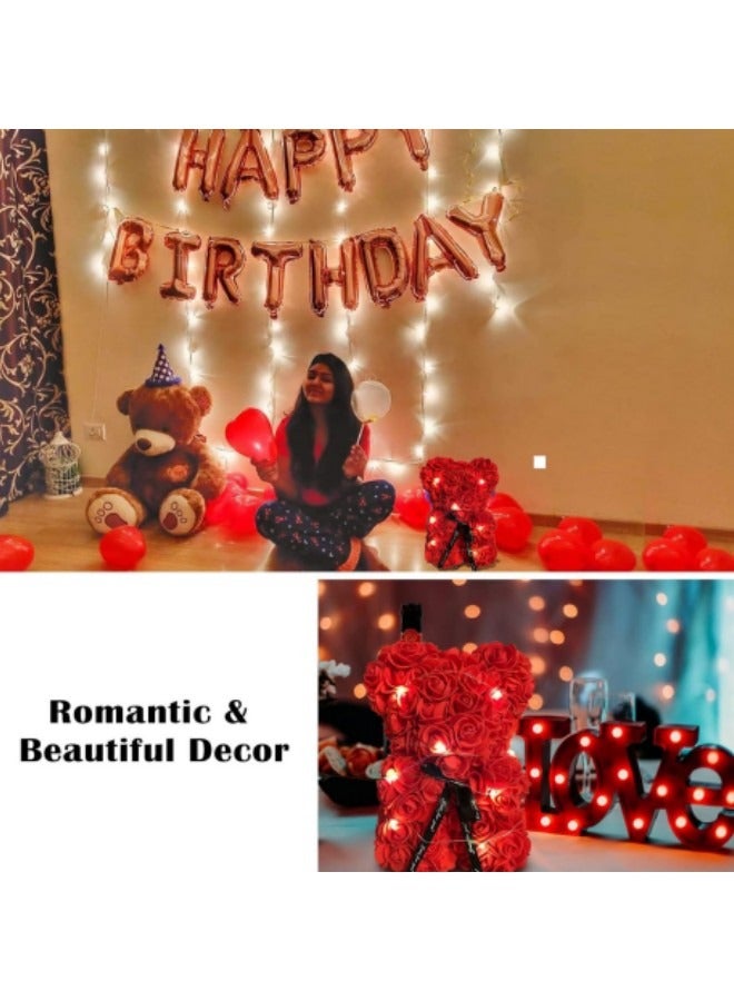 GGEROU Valentine's Day Gift Box, Preserved Rose Moss Bear Gifts for Girlfriend, Mom, Wife, Daughter, Mothers Day Birthday Anniversary for Women, Red Rose Bear - Image 2