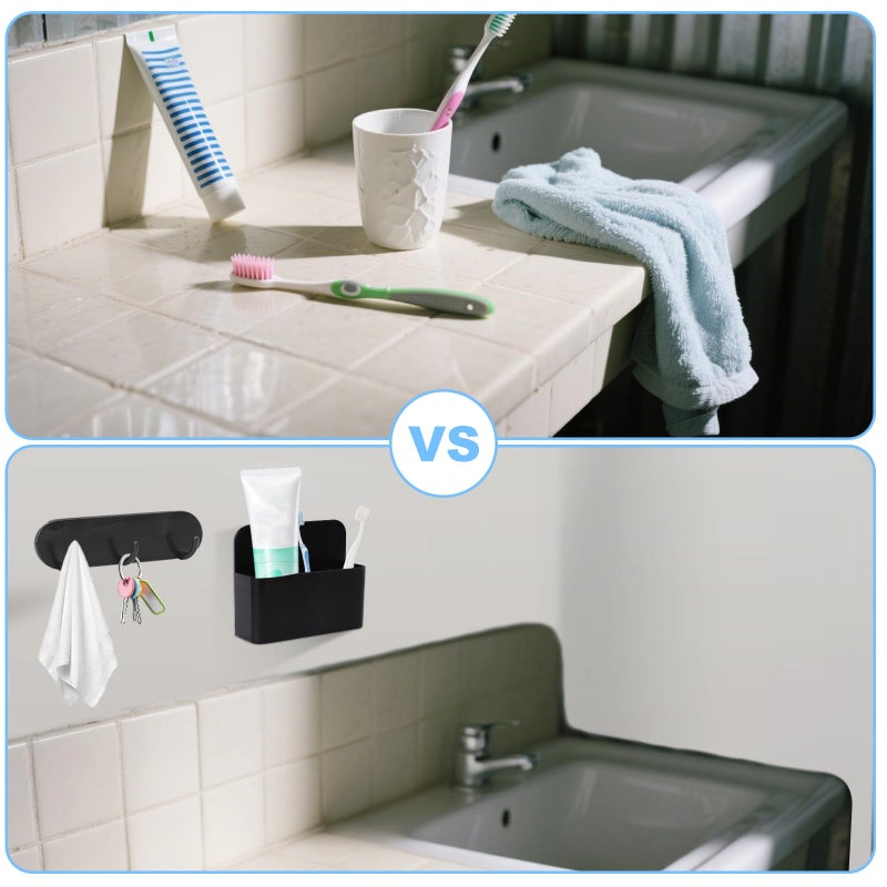 CTTZCKJ Magnetic Wall-Mounted Toothbrush Holder with Magnetic Hooks for Cruise ï¼ŒCruise Ship Essentials 2025- No Drilling Needed for Royal Caribbean & Alaska Cruise Ships, Caribbean Royal Must-Haves(Black) - Image 3