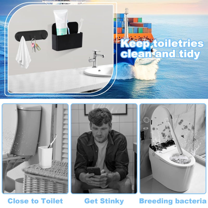CTTZCKJ Magnetic Wall-Mounted Toothbrush Holder with Magnetic Hooks for Cruise ï¼ŒCruise Ship Essentials 2025- No Drilling Needed for Royal Caribbean & Alaska Cruise Ships, Caribbean Royal Must-Haves(Black) - Image 4