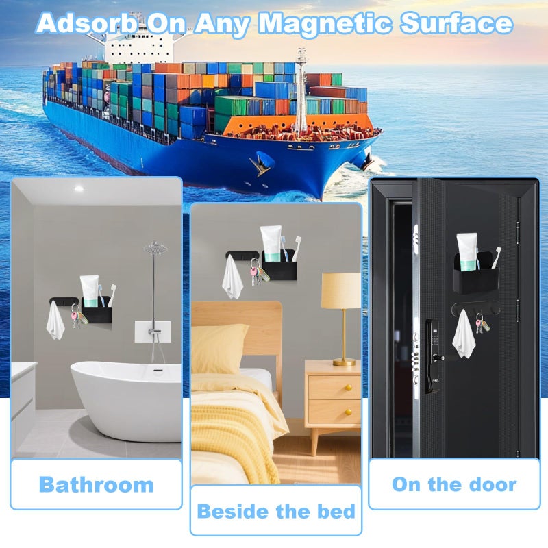 CTTZCKJ Magnetic Wall-Mounted Toothbrush Holder with Magnetic Hooks for Cruise ï¼ŒCruise Ship Essentials 2025- No Drilling Needed for Royal Caribbean & Alaska Cruise Ships, Caribbean Royal Must-Haves(Black) - Image 5