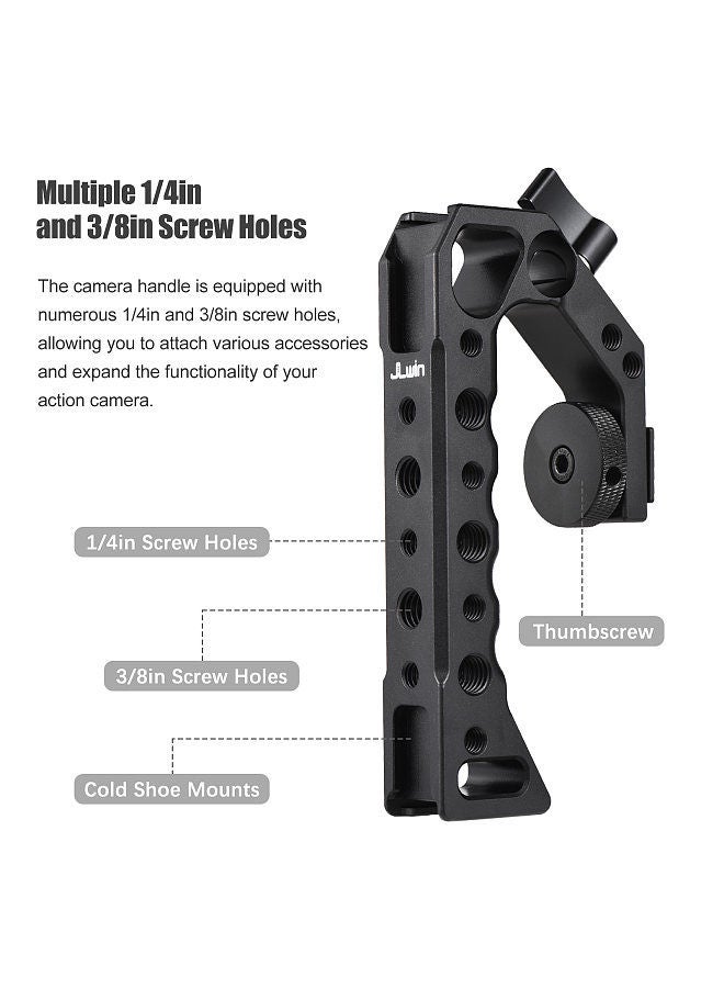 Universal Top Handel Camera Top Handgrip with 4 Cold Shoe Mounts ARRI Positiong Hole 1/4in And 3/8in Threaded Holes Compatible with Camera Cage Sports Camera for Vlogging Live Streaming  - Image 2