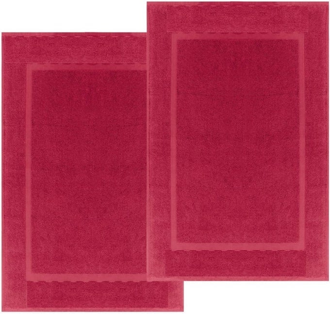 BATH MAT FLOOR TOWEL SET ABSORBENT COTTON HOTEL SPA SHOWERBATHTUB MATS NOT A BATHROOM RUG BURGANDY 2 PACK 22X34