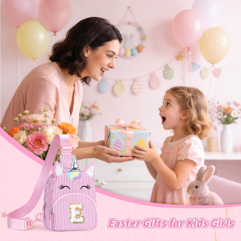 YOOLIFE Easter Gifts for Kids Girls Birthday Gifts for 2 3 4 5 6 7 8 Year Old Girls, Small Sling Bag Initial Fanny Pack for Girl, Unicorn Crossbody Bag Purse for Girl Easter Basket Stuffers, Pink (A) - Image 3
