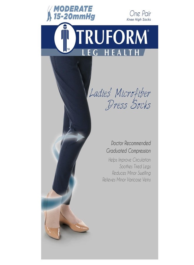 Truform Women's 15-20 mmHg Medical Compression Socks, Moderate Support Soft Stretch Comfort Microfiber, Knee High, Closed Toe, Tan, Small - Image 3