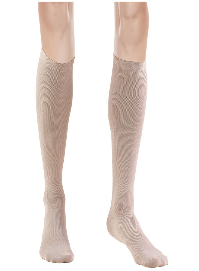 Truform Women's 15-20 mmHg Medical Compression Socks, Moderate Support Soft Stretch Comfort Microfiber, Knee High, Closed Toe, Tan, Small - Image 1