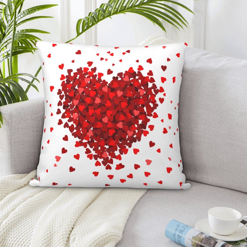 Aitukang Valentines Pillow Covers 18x18 Set of 2 Red Heart Valentine's Day Throw Pillow Cases Home Decorations Cushion Cover for Couch Sofa Bed Farmhouse - Image 2
