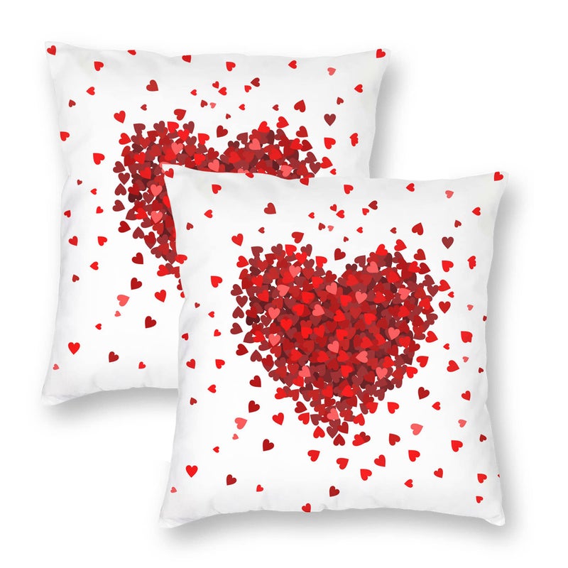 Aitukang Valentines Pillow Covers 18x18 Set of 2 Red Heart Valentine's Day Throw Pillow Cases Home Decorations Cushion Cover for Couch Sofa Bed Farmhouse - Image 1