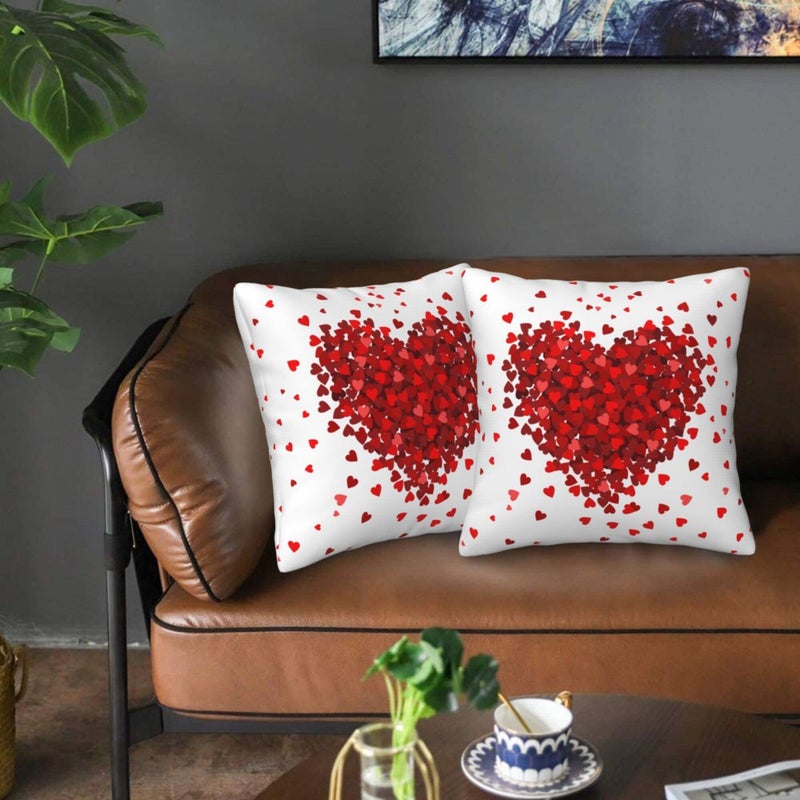 Aitukang Valentines Pillow Covers 18x18 Set of 2 Red Heart Valentine's Day Throw Pillow Cases Home Decorations Cushion Cover for Couch Sofa Bed Farmhouse - Image 4