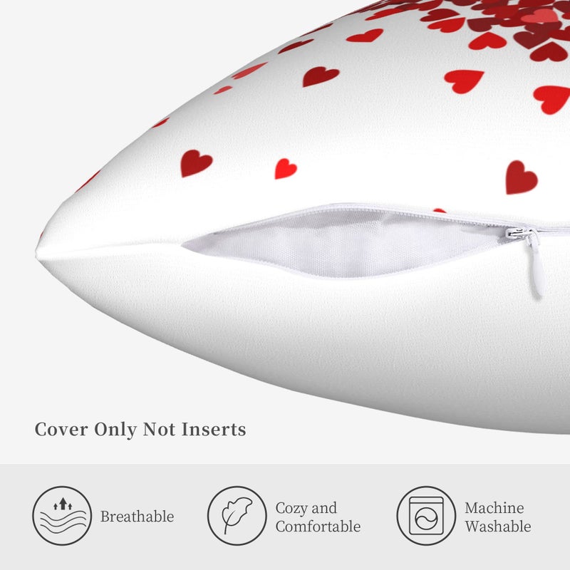 Aitukang Valentines Pillow Covers 18x18 Set of 2 Red Heart Valentine's Day Throw Pillow Cases Home Decorations Cushion Cover for Couch Sofa Bed Farmhouse - Image 5