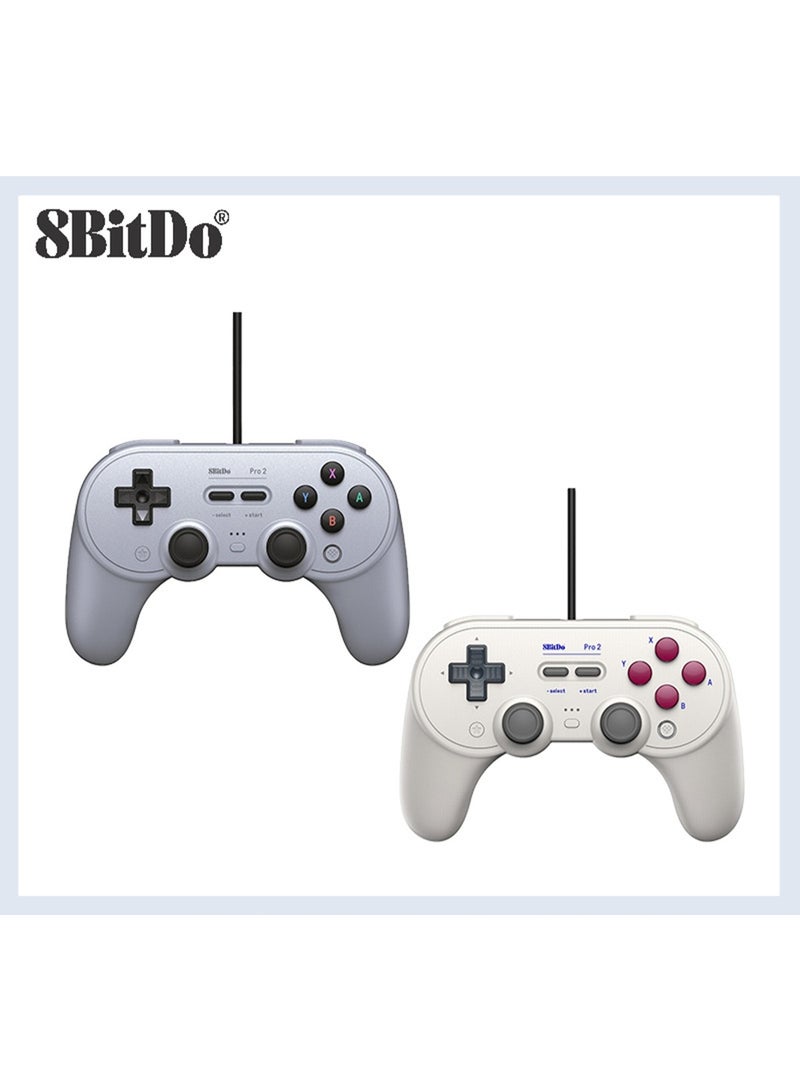 8Bitdo وحدة تحكم الألعاب السلكية 8BitDo Pro 2 الكلاسيكية لجهاز سويتش، ويندوز، أبل، أندرويد، ستيم ديك، وراسبيري باي مع عصا التحكم/المشغلات بتأثير هول، زرين خلفيين بمستوى احترافي، وظيفة التربو، الاهتزاز والتحكم في الحركة، جيروسكوب 6 محاور، تخصيص تخطيط الأزرار، قبضة محسّنة - Image 2