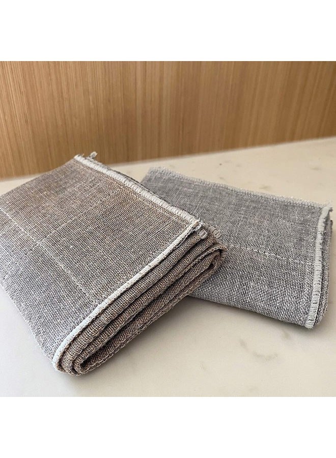 Nawrap IPPINKA Organic Binchotan Face Towel, Set of 2, Naturally Anti-Odor, Gray/Ivory - Image 3