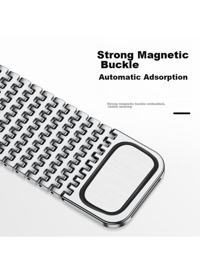 Bing Hong Binghong Compatible With Apple Watch Band, Apple Iwatch Ultra2/s10 Band, S9/s8/se2/7 Milanese Magnetic Metal - Starlight Titanium 44/45/46/49mm - Image 4