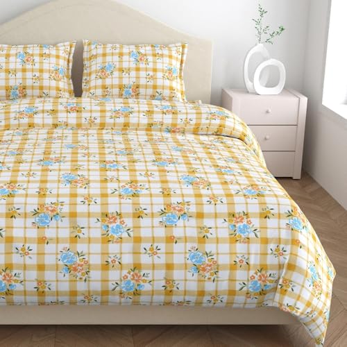 haus & kinder Bed Sheet Double Bed, 144 TC Double Bed Bedsheet, 100 X 90 Inches Cotton Bedsheet for Double Bed, Bedsheet Queen Size Bed Cotton - Iris Whisper - Image 4