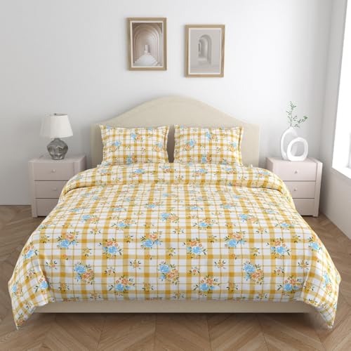 haus & kinder Bed Sheet Double Bed, 144 TC Double Bed Bedsheet, 100 X 90 Inches Cotton Bedsheet for Double Bed, Bedsheet Queen Size Bed Cotton - Iris Whisper - Image 3