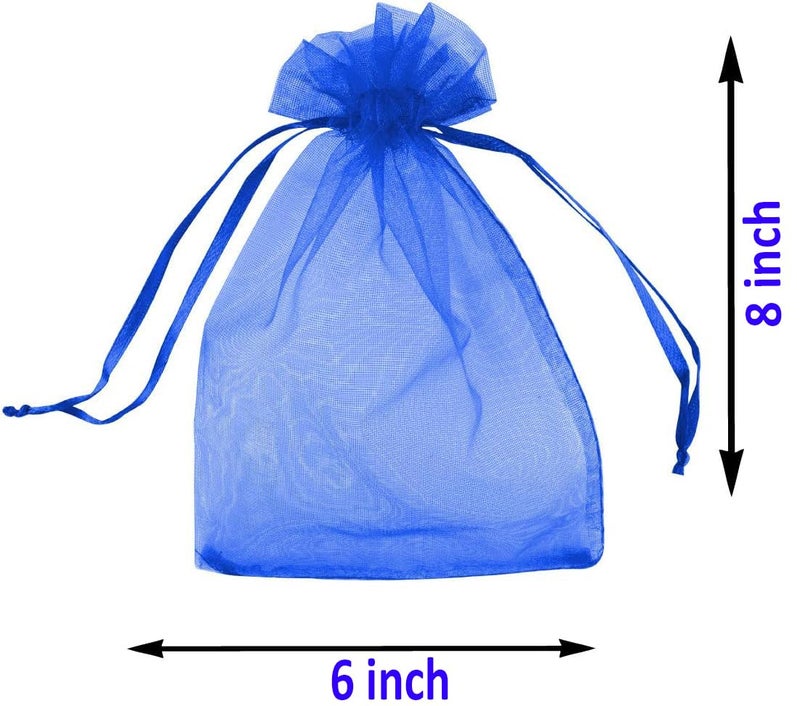 brown leaf 8X6 inches Pack Of 30 PC's Sheer Drawstring Organza Gift Bags Jewelry Pouches Potli Bags for Christmas Cosmetics Jewelry Wedding Party Baby Shower Return Gifting Favor Bags (Assorted) - Image 3