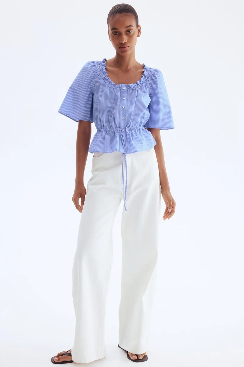 H&M Frill-trimmed cotton blouse