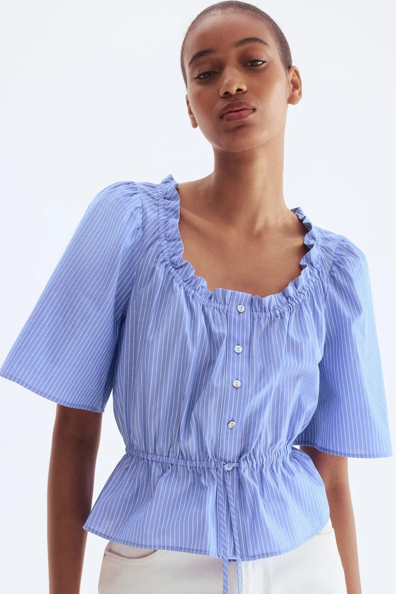H&M Frill-trimmed cotton blouse