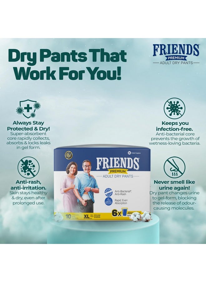 Friends Premium Adult Diapers Pants Style - 10 Count (Extra Large) with odour lock, Unisex, Leakproof, Elastic Waist and Anti-Bacterial Absorbent Core - Waist Size 30-56 inch; 76-142 cm - pzsku/Z603A2C00873DB32B9A07Z/45/_/1738306428/289e27ce-54f1-4064-a483-45f3e8620b18