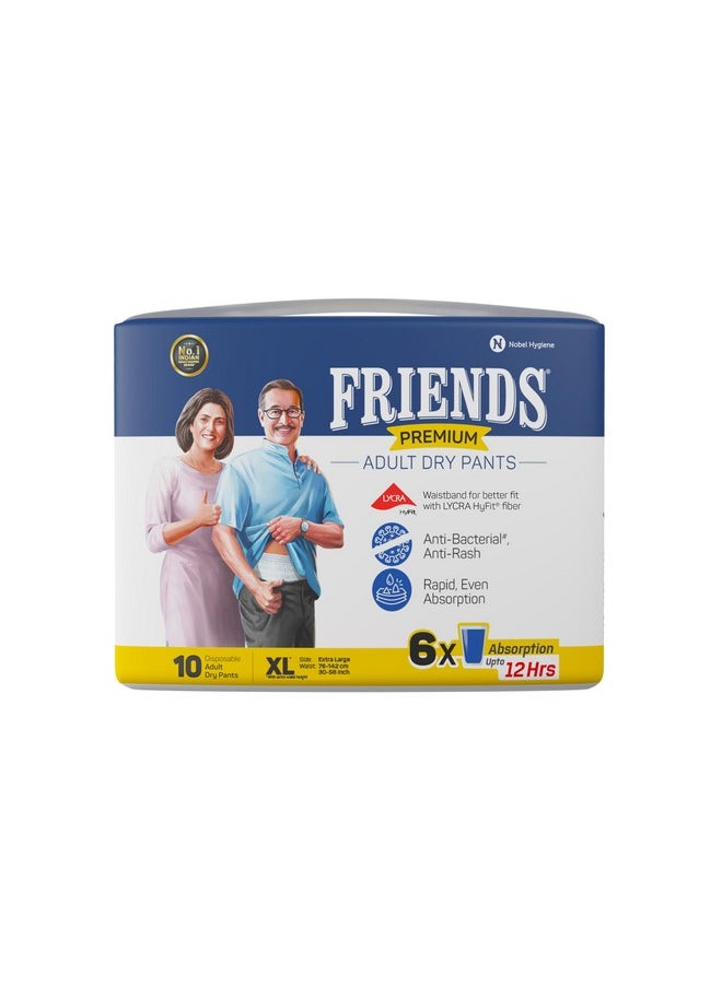 Friends Premium Adult Diapers Pants Style - 10 Count (Extra Large) with odour lock, Unisex, Leakproof, Elastic Waist and Anti-Bacterial Absorbent Core - Waist Size 30-56 inch; 76-142 cm - pzsku/Z603A2C00873DB32B9A07Z/45/_/1738306498/212f53a6-0c7c-4047-8d04-21482919896d