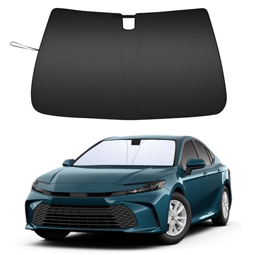 TOPINSTALL واقي شمس قابل للطي متوافق مع تويوتا كامري 2025 2026، واقي شمس نافذة أمامية مع حقيبة تخزين، واقي شمس زجاج أمامي أكثر سمكًا - Image 1
