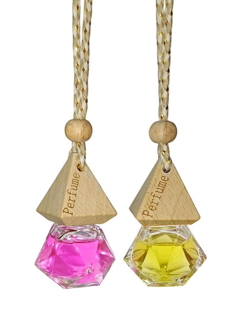 مجيد زجاجات معطر جو للسيارة، زجاجات معطر جو على شكل قلادة، زجاجات ناشر للزيوت العطرية، (قطعتان من الزجاجات المعبأة) - Image 1