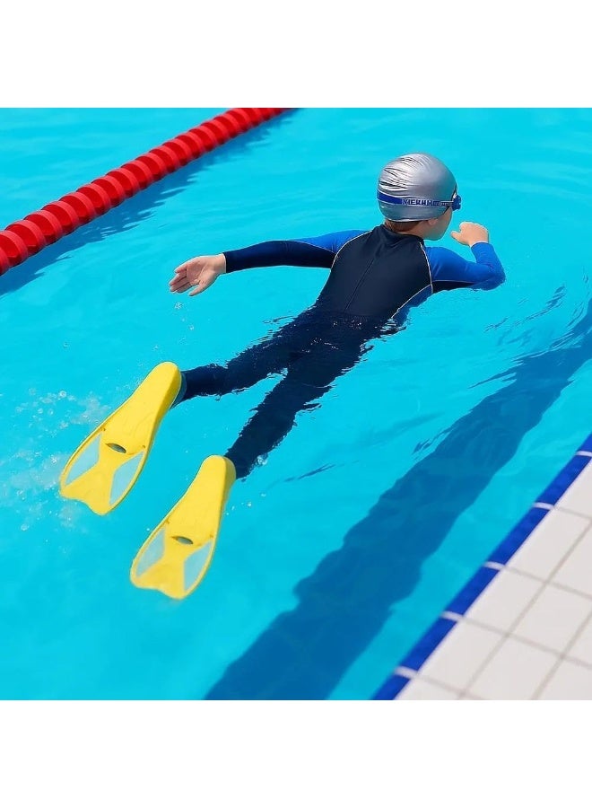 Bluejw Swim Training Fins Short Light Swim Flippers Snorkel Training Fins Suitable Beginners for Girls Boys 3XS - Image 2