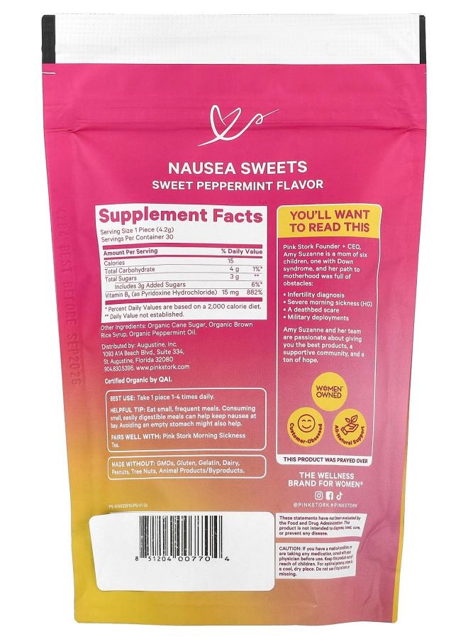 Pink Stork حلوى الغثيان بنكهة النعناع الحلو 30 حبة عضوية - Image 2