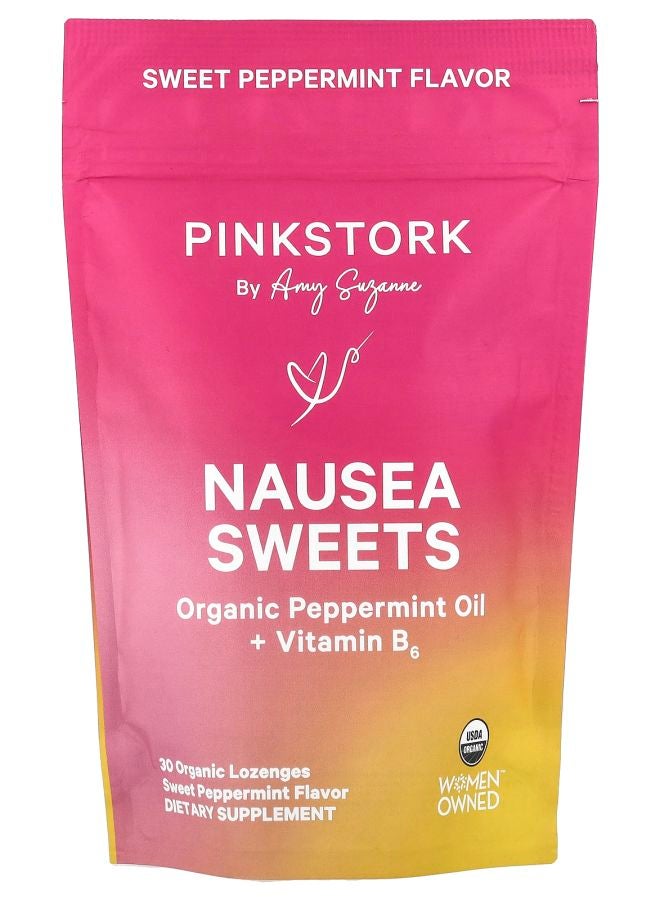 Pink Stork حلوى الغثيان بنكهة النعناع الحلو 30 حبة عضوية - Image 1