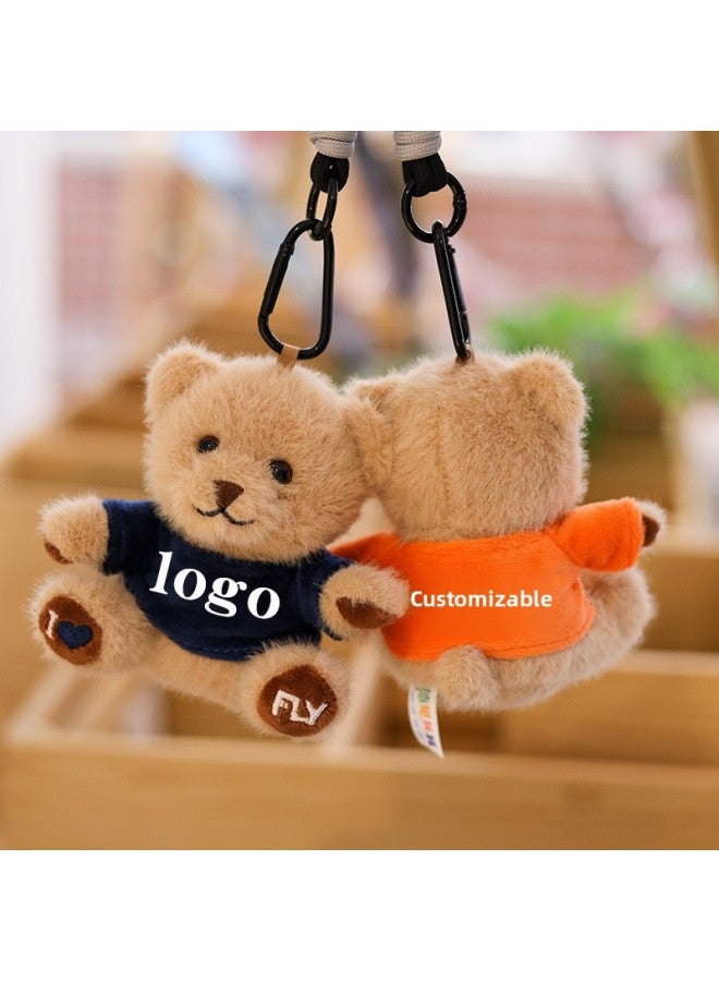 Dressing Bear Doll Pendant Keychain Teddy Bear Backpack Plush Toy Printed Name Graduation Gift Logo-Specifications:Red Hat + Lanyard-Color:10cm [supports Customization/large Quantity Negotiation]