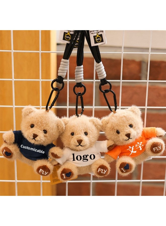 Dressing Bear Doll Pendant Keychain Teddy Bear Backpack Plush Toy Printed Name Graduation Gift Logo-Specifications:Red Hat + Lanyard-Color:10cm [supports Customization/large Quantity Negotiation]